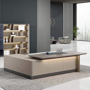 2024年新款网红轻奢老板桌现代大气总裁桌董事长办公室大班台带灯