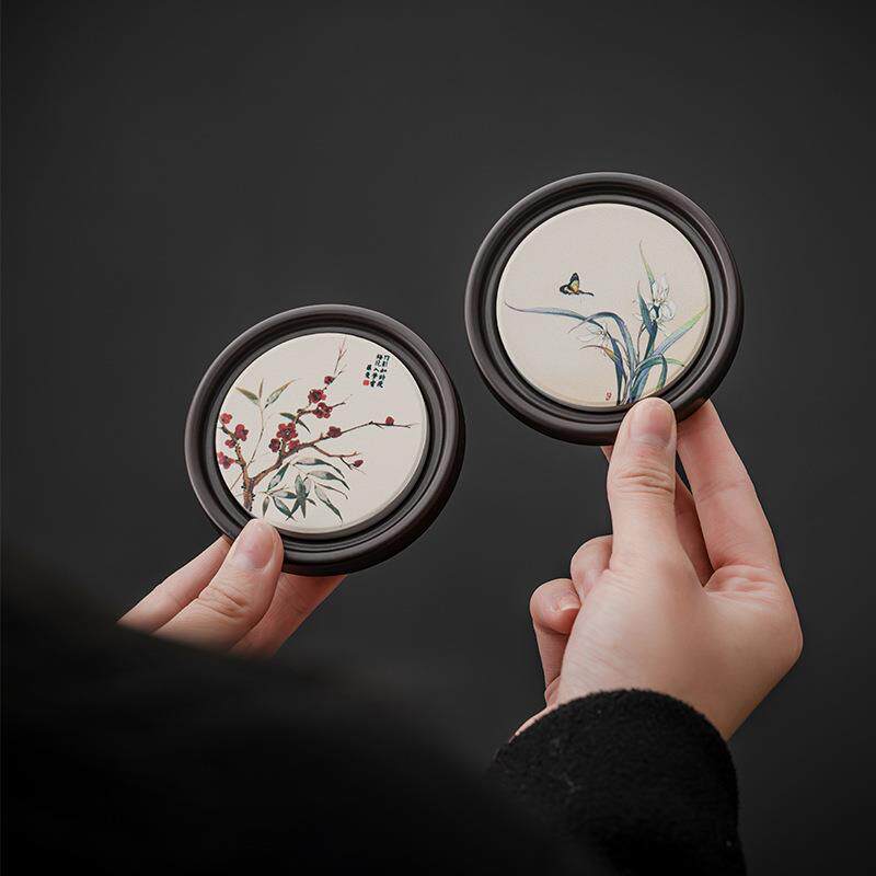 电木吸水杯垫收纳茶杯托杯架办公家用创意功夫茶道配件茶杯隔热垫