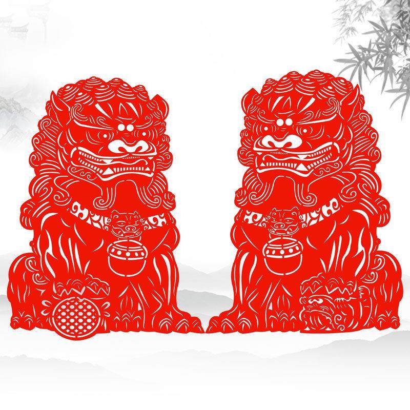 狮子贴纸静电窗花吉祥狮子图案玻璃门贴2026新年春节马年年画贴,节庆用品/礼品,喜字/剪纸/贴纸,淘宝优惠券,粉丝福利购,淘宝优惠卷