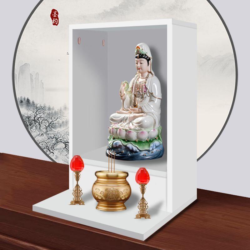 佛龛小型供桌壁挂式神台神龛带门财神爷观音家用烧香台新中式佛柜