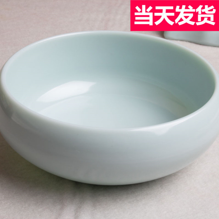 仿玉小笔洗手绘陶瓷笔洗毛笔文房四宝书法绘画美术用品包邮仿瓷笔