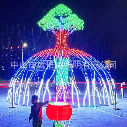 互动生命树感应光波鼓大型景区网红灯光节七彩灯户外夜景暖场道具
