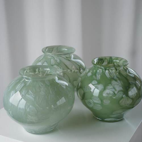 中古琉璃花瓶摆件网红轻奢高级感客厅桌面插花花器餐桌装饰品