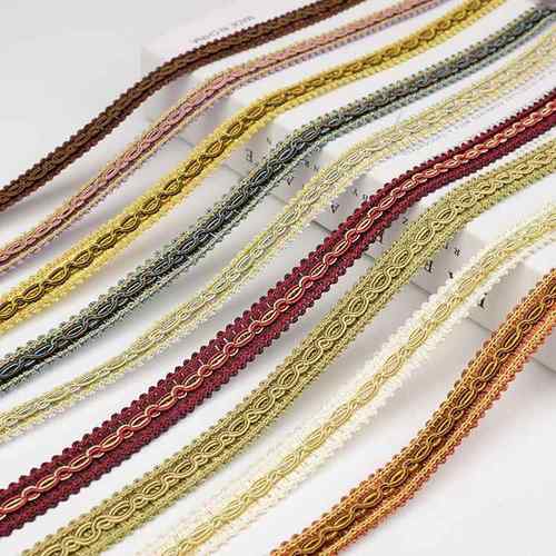 窗帘装饰辅料涤纶丝花边织带/百搭抱枕床罩拼接小边/八字小边15米