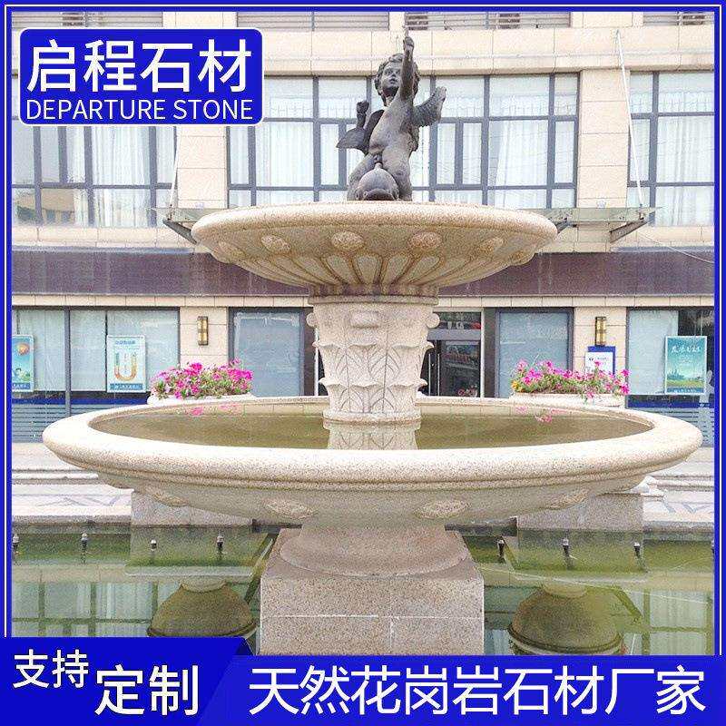 石材喷泉花钵 花岗岩多层流水景观雕刻花盆制作摆件喷水门口雕刻