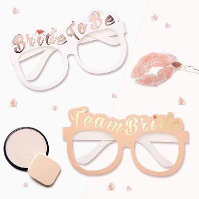 10pcs Rose Gold Bachelorette Party Paper Glasses Team Bride