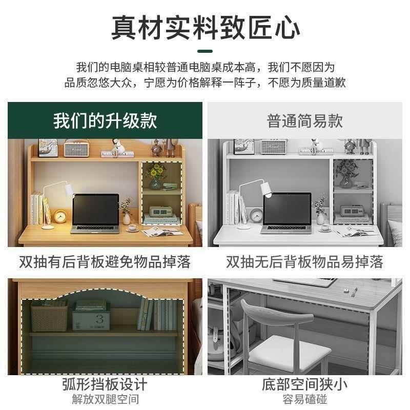 电脑桌台式卧室初中生书桌学生家用书架一体学习桌椅写字办公桌子