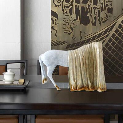 新中式创金属蒙面马意雕塑摆件样FSB479板售间楼酒店大厅玄处关书