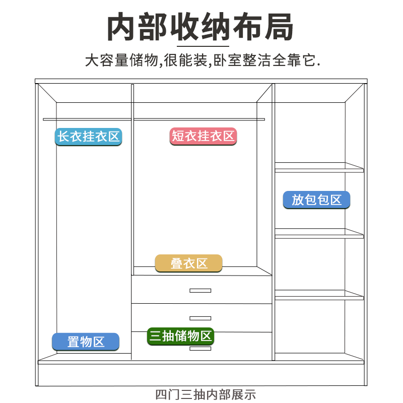 胡桃色衣柜家用经济型卧室储物柜宿舍出租房用简易组装收纳挂衣橱