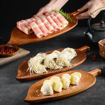商用创意特色火锅店餐具树叶形木质盘整木托 托盘饭厅糕点不规则