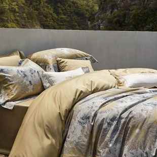 双Mlc 15股80纯匹马棉色提花高织档四件套全棉床单棉贡缎被套四支