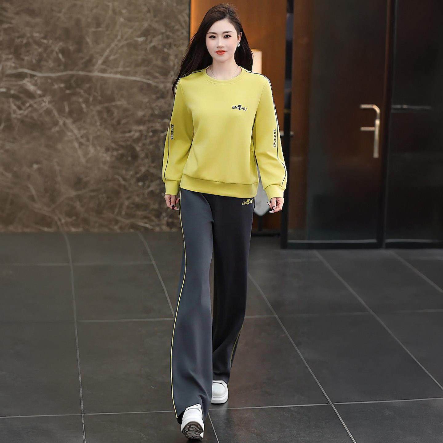 时尚卫衣运动套装女装2026春秋季新款减龄显瘦休闲圆领跑步两件套