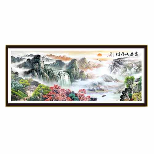 刺绣画线风景图新款绣经典满手工十字绣绣印花山水山居版富春客厅