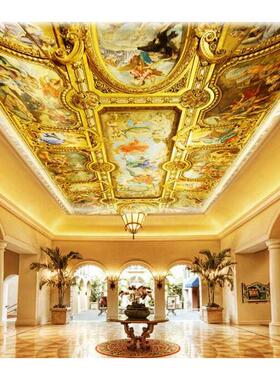 X0803欧式伊甸园天顶集成吊顶效果图壁画欧式吊顶壁画墙纸背景墙