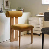 椅法式 北欧风木椅靠背椅复古河马实木中古餐椅餐桌寂白蜡侘包软