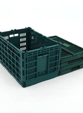 绿色加厚塑料折叠筐MKD超胶市菜水折叠周蔬转框生鲜配果送塑折叠