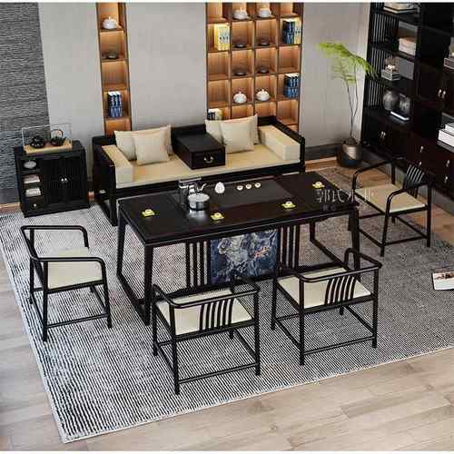 新中式茶黑胡桃简约代茶几茶室家轻奢泡茶桌具实木KVD桌茶现台椅