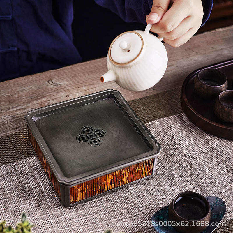 湘妃竹古锡壶承家用正方形小茶盘泡茶台储水干泡盘茶具茶托茶海,餐饮具,茶盘,淘宝优惠券,粉丝福利购,淘宝优惠卷
