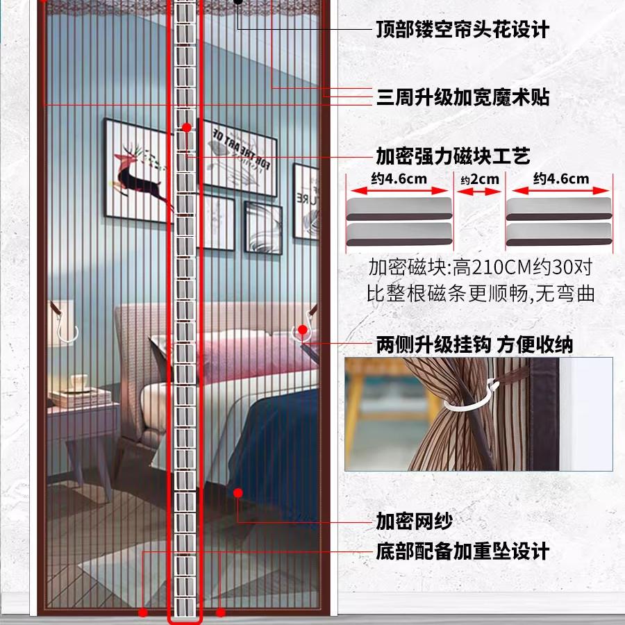 磁吸门帘防蚊隔断帘2026新款高档家用强力磁条自粘金刚网纱门纱窗