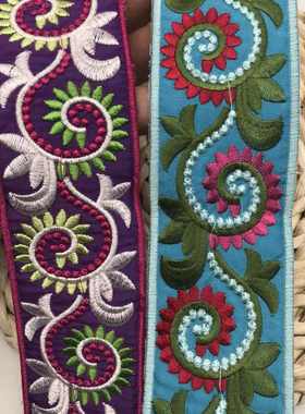 古名织带花边风织带 批发复绣花线提花 花边彩色新款刺绣族厂家