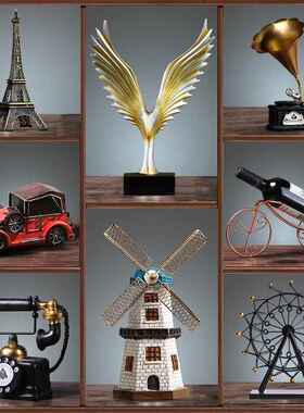 酒柜电视柜红酒架装饰品摆设家居玄客厅工艺品创意美式复古小摆件