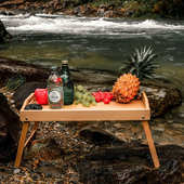 厂家直销折叠餐桌楠竹户外露营笔记本桌托盘桌便携式 收纳折叠批发