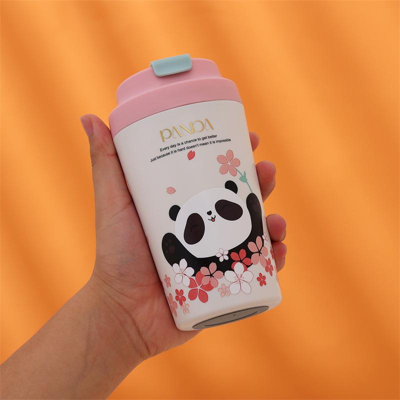 真陶瓷内胆熊水猫咖CN-C029可啡杯高颜值简约爱卡通保温杯女生骨