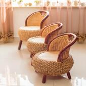 9C儿童藤编椅阳家用实木台迷你小椅F757M9S6子子宝宝凳老人靠背椅