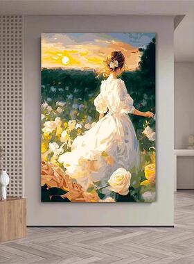 梵高春日女孩客厅卧室装饰画欧式抽象世界名画玄关走廊温馨壁挂画
