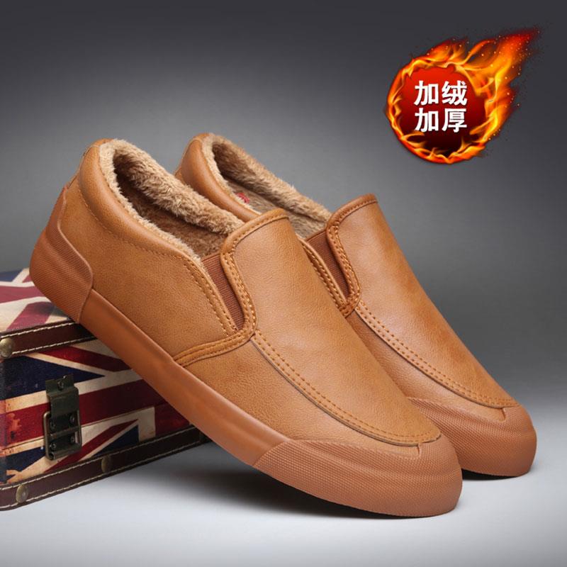 正品单布鞋透防臭新款冬季鞋休鞋加绒保暖棉闲鞋男鞋冬二棉气皮鞋