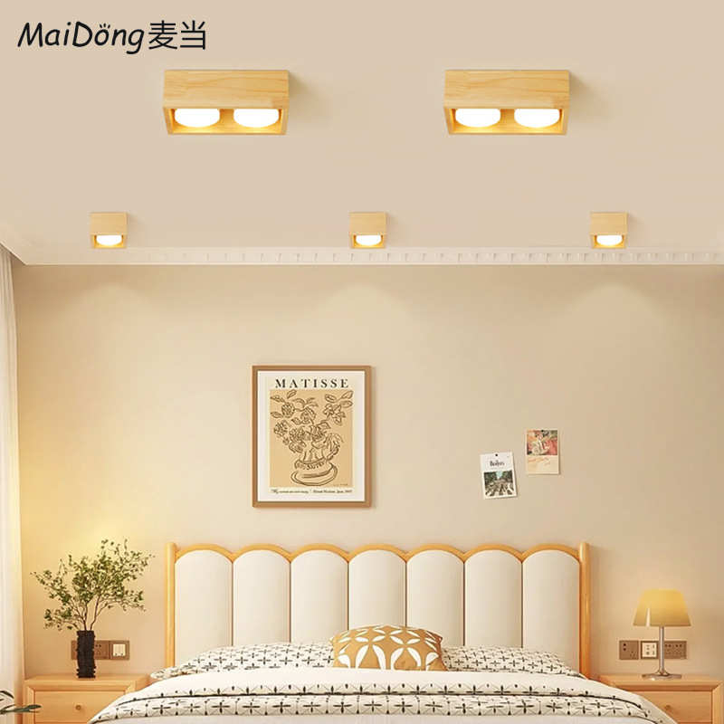 格栅灯北欧吸顶灯明装灯日式筒入户台灯过道实木阳灯斗胆卧室玄关