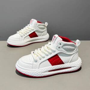 高帮男鞋2025秋冬新款皮面厚底增高潮流休闲板鞋运动加绒保暖棉鞋