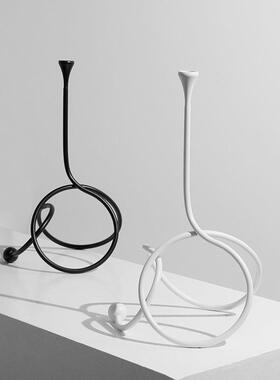 北欧蜡桌台样板间创意线条缠绕摆件客厅餐高级氛围艺QFY烛软术装