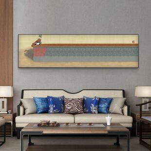 网红新中式中卧国风室墙饰画红色建筑故城挂画床头画客厅装装宫饰