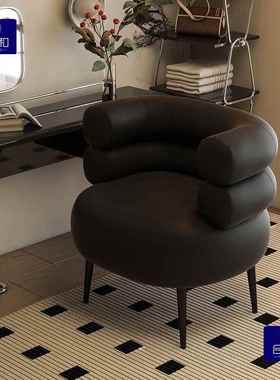 皮艺家子用发卧室轻奢化妆椅梳妆台凳子久坐椅休甲闲单人WLL沙美