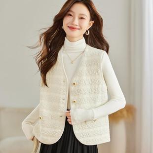 早秋小香风针织马甲女2024新款春秋毛衣背心外穿洋气时髦马夹外套