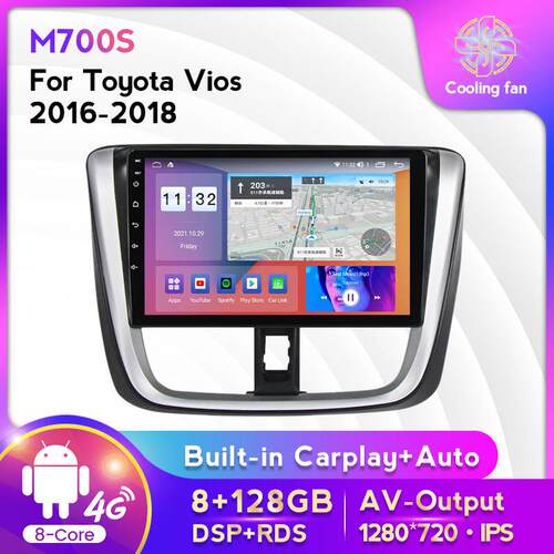 适用于丰田Vios威驰16-18款改装安卓大屏中控车载导航屏幕8+128G