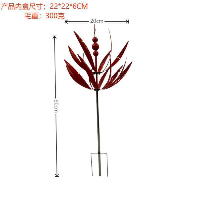 新款直销跨境金属铁艺红色蓝色旋转陀螺风车花园庭院工艺品摆件可