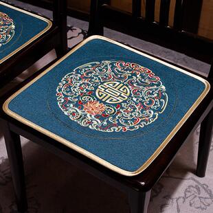 新中式实木薄椅垫棉麻防滑可携式坐垫红木椅子餐桌椅垫凳垫四季通