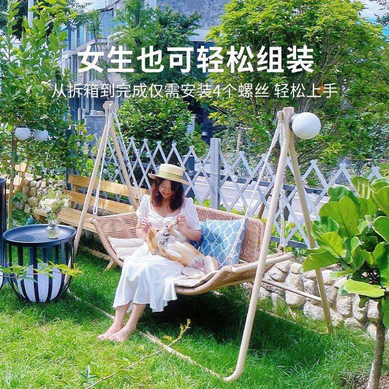 休闲别墅阳台秋千吊椅露台花园藤编摇椅户外酒店民宿网红藤椅秋千