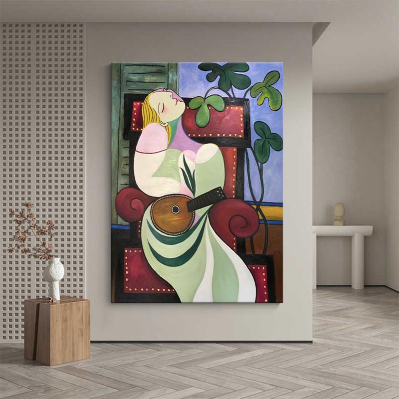 毕卡索客厅装饰画抽象个性人物肌理手绘油画世界名画壁画玄关挂画