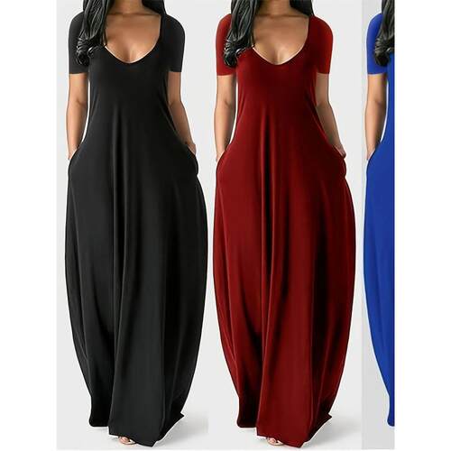 H 95109 Plus Size Deep V Dress 大码深 V 长裙