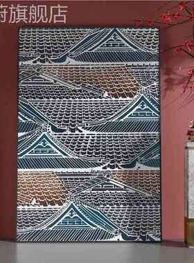 网红中式厅挂玄关装饰画气房屋板顶新古建筑背景墙中大国风客样竖