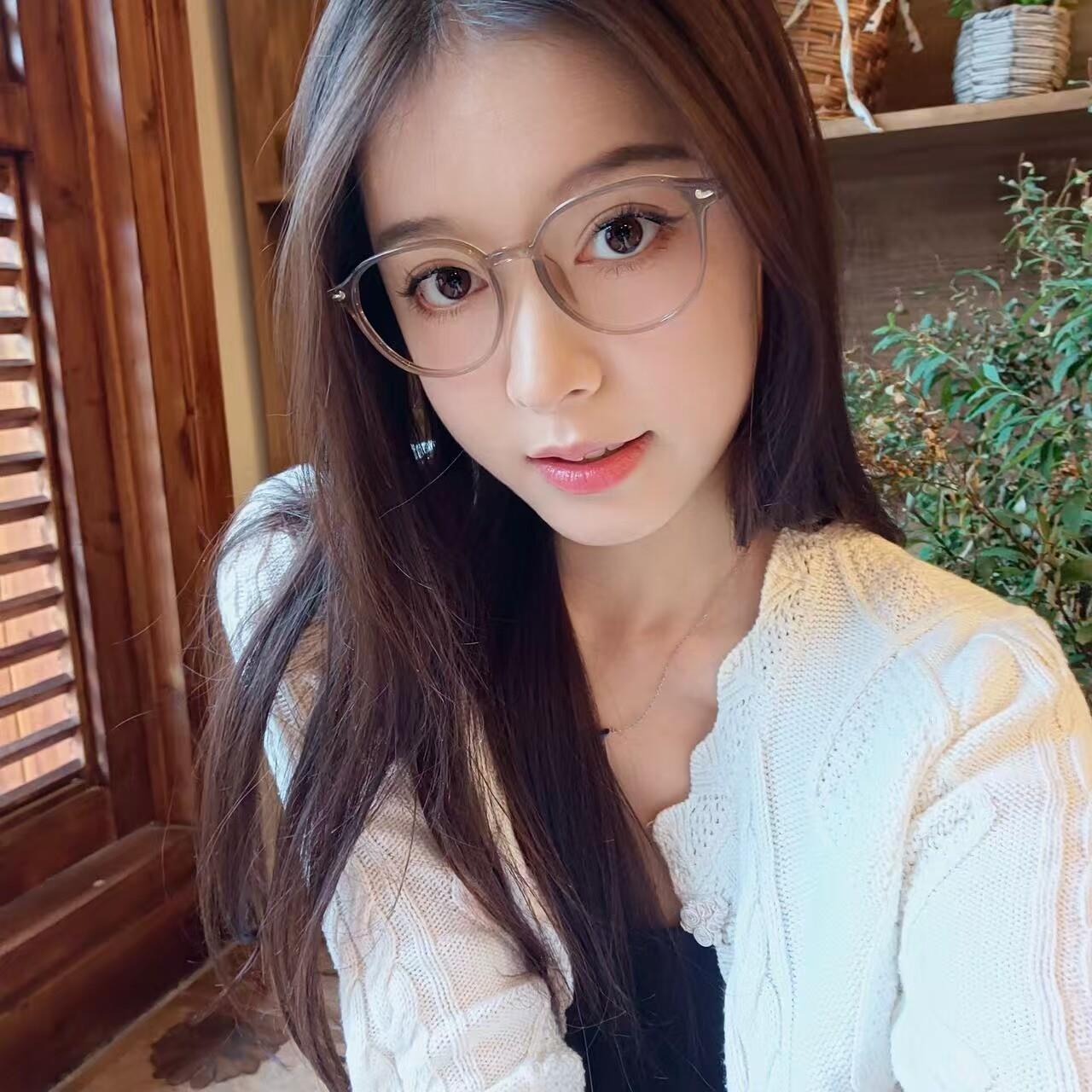 冷茶色眼镜网红款学生眼镜框女防蓝光平光镜近视镜架吴1443