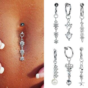 Piercing Heart Butterfly Ring Button Fake Belly