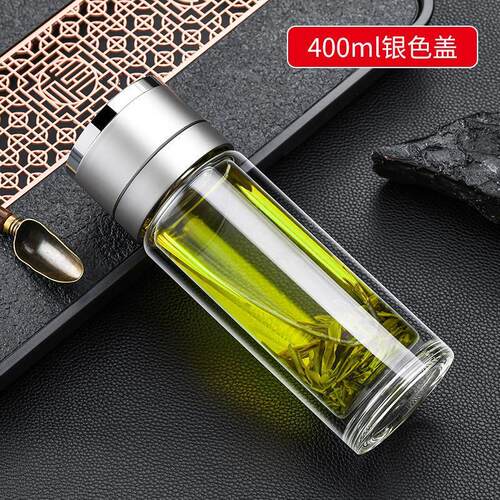 玻璃水茶水分离便携商务玻璃杯