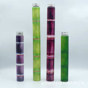 网红甘蔗瓶竹节瓶子一次性饮料瓶塑料PET650ML加长创意竹子奶茶瓶