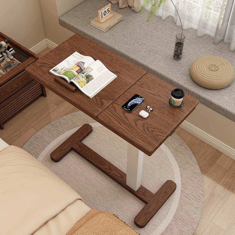 新款实木床边桌带轮可移动升降笔记型电脑桌沙发边桌边几床上桌子