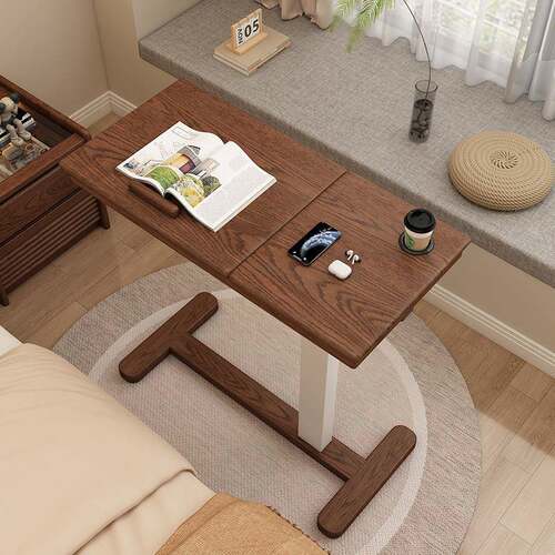 新款实木床边桌带轮可移动升降笔记型电脑桌沙发边桌边几床上桌子