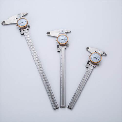 山丰不锈钢双向防震带表卡尺0-150/200/300带表游标精密测量工具